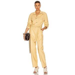 Nanushka Ashton Jumpsuit Faux Leather in Cream XS